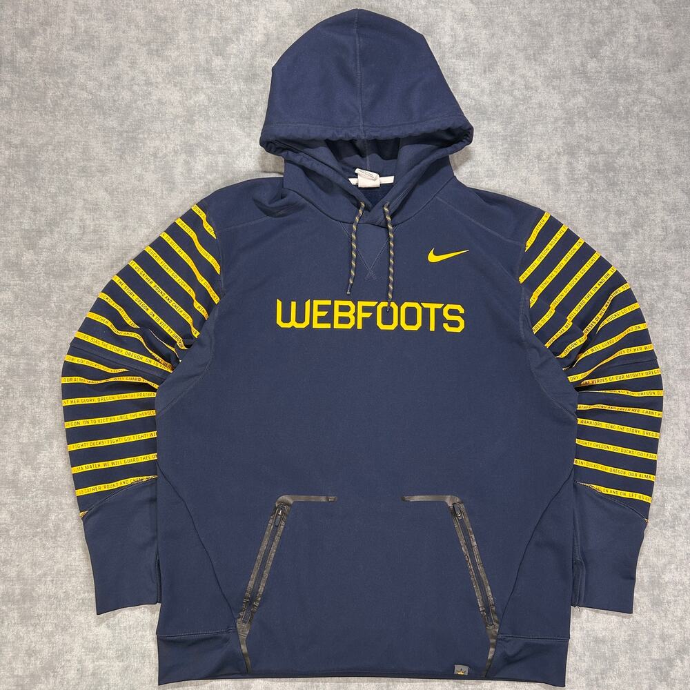 Nike Oregon Ducks Webfoots Therma-FIT Hoodie Men's XL Navy Yellow 347109X